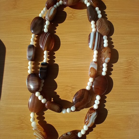 Jay King DTR mine finds stripped Agate and MOP 36 inch necklace 925 - Picture 6 of 13